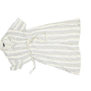 Banana Republic Women's Striped Linen Blend Midi Dress Size L Tie Waist